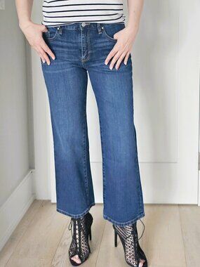 Club Monaco Cropped Wide Leg Jeans Size 28 Medium Wash